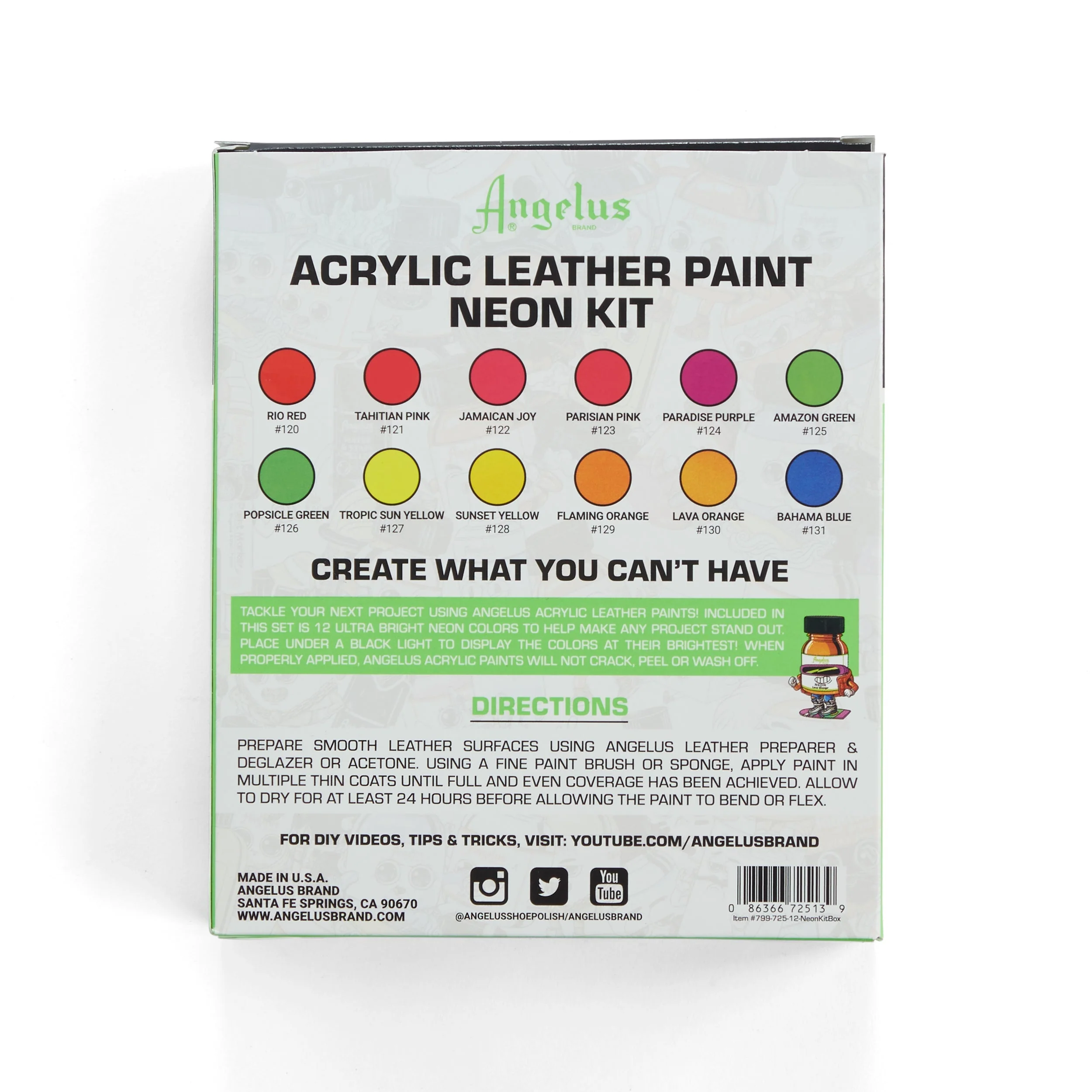 Angelus Neon Leather Paint Set - Image 5