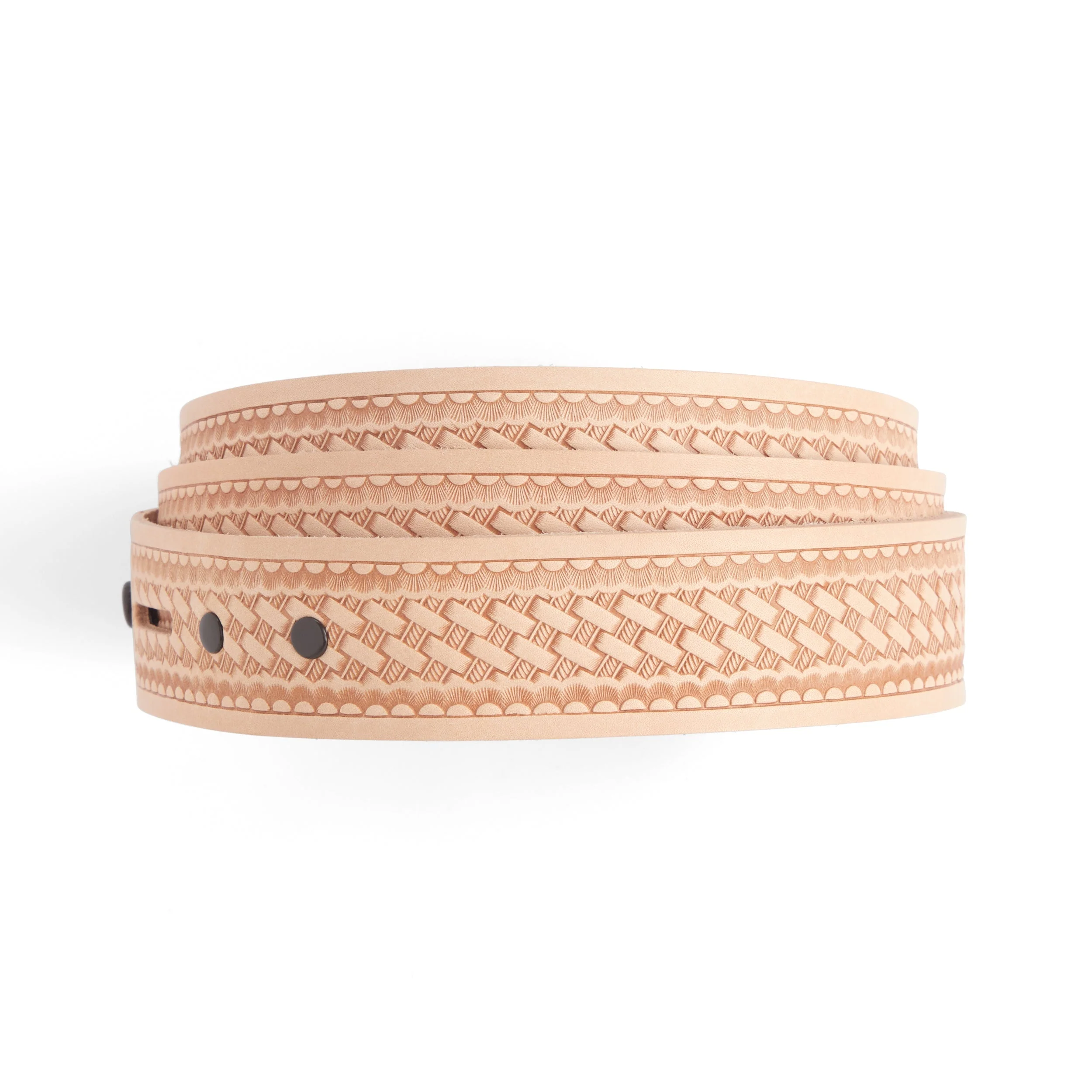 Basketweave & Scallop Edge Embossed Belt Blank - Image 2