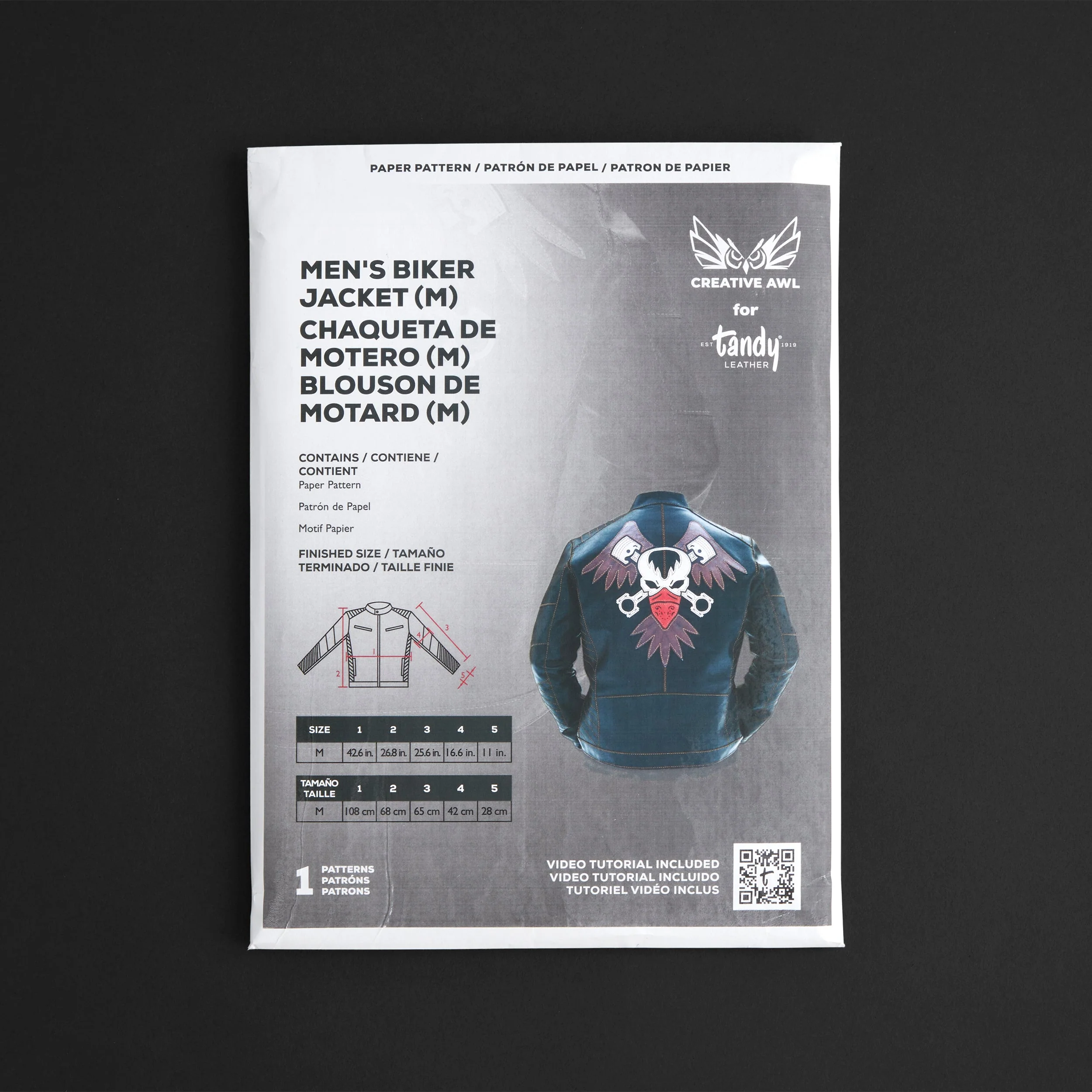 Creative Awl Men's Biker Jacket Paper Pattern - Image 3