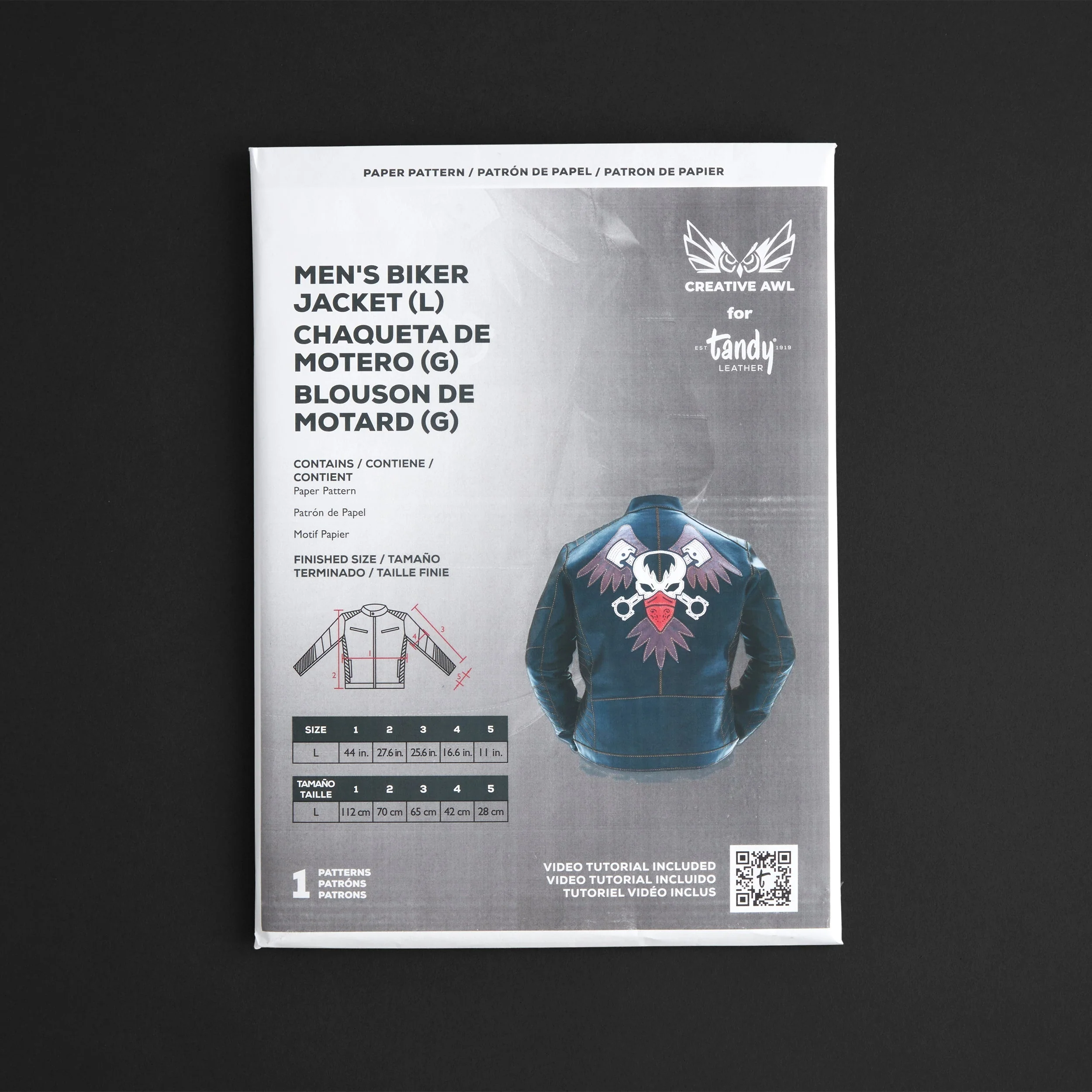 Creative Awl Men's Biker Jacket Paper Pattern - Image 4