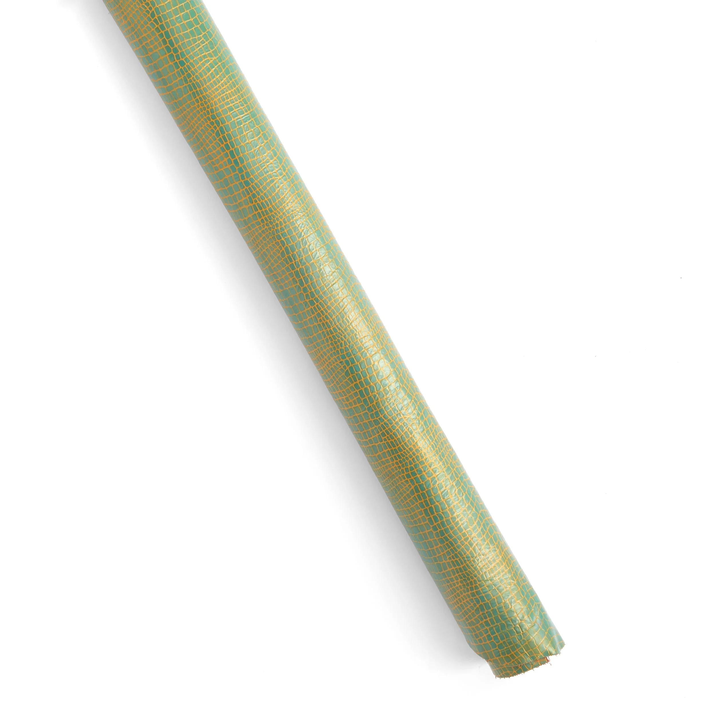 Croc Embossed Veg-Tan Single Shoulder Green & Yellow - Image 3