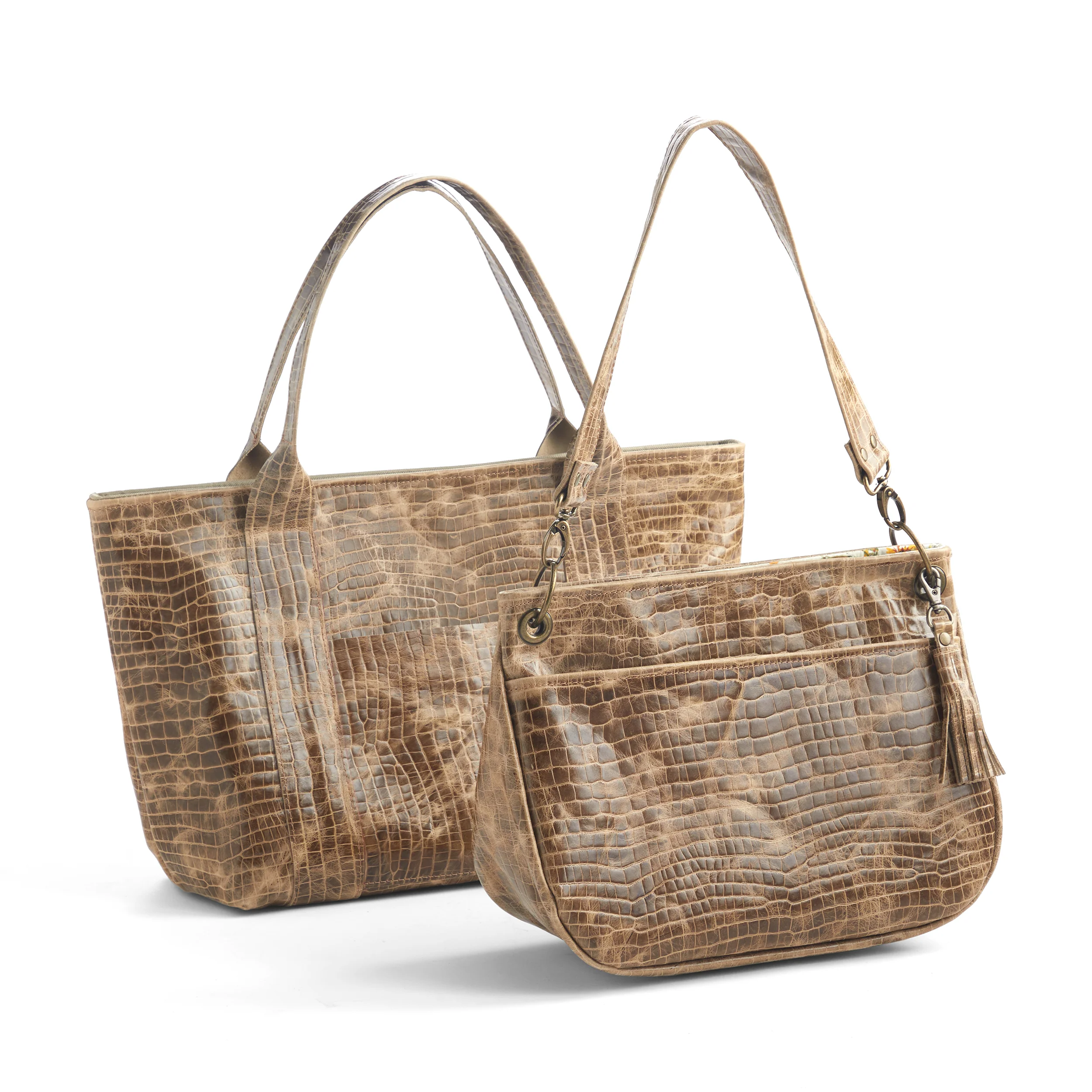 Croco Embossed Side Taupe - Image 4
