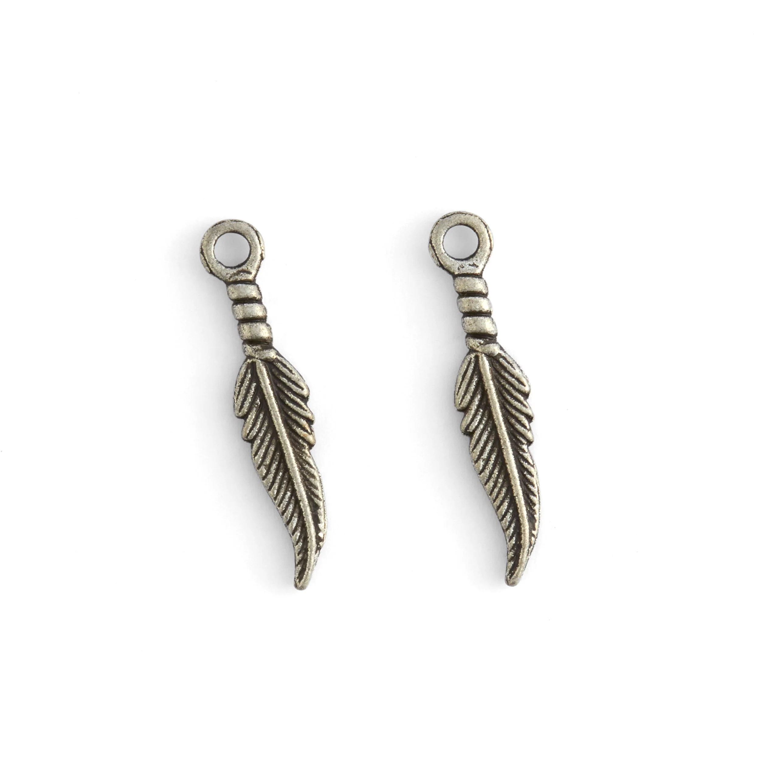 Feather Embellishments Silver Plated 1 Pair - Image 2