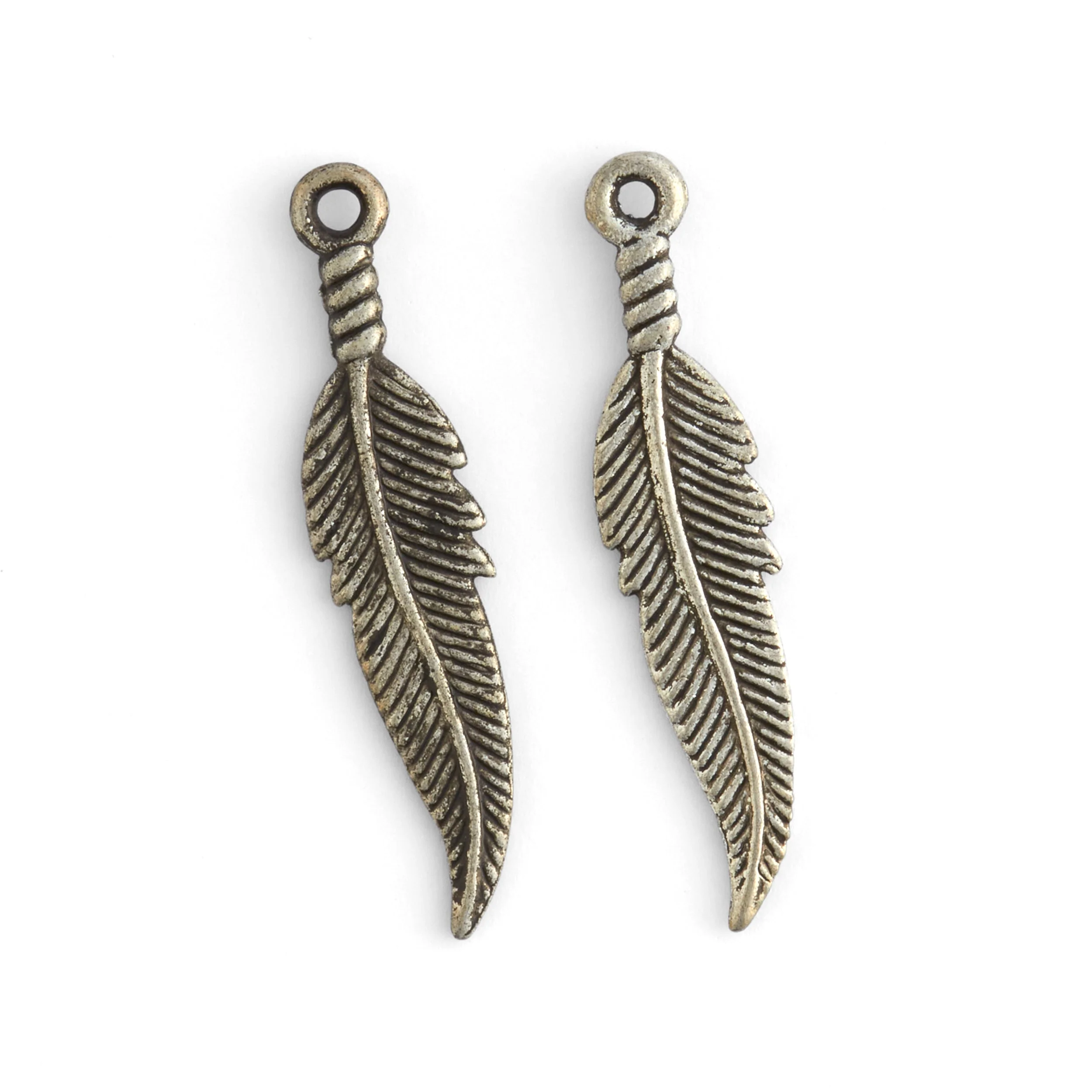 Feather Embellishments Silver Plated 1 Pair - Image 3