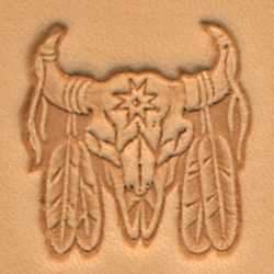 Craftool® Stamp Head Feathered Bull Skull - Image 2