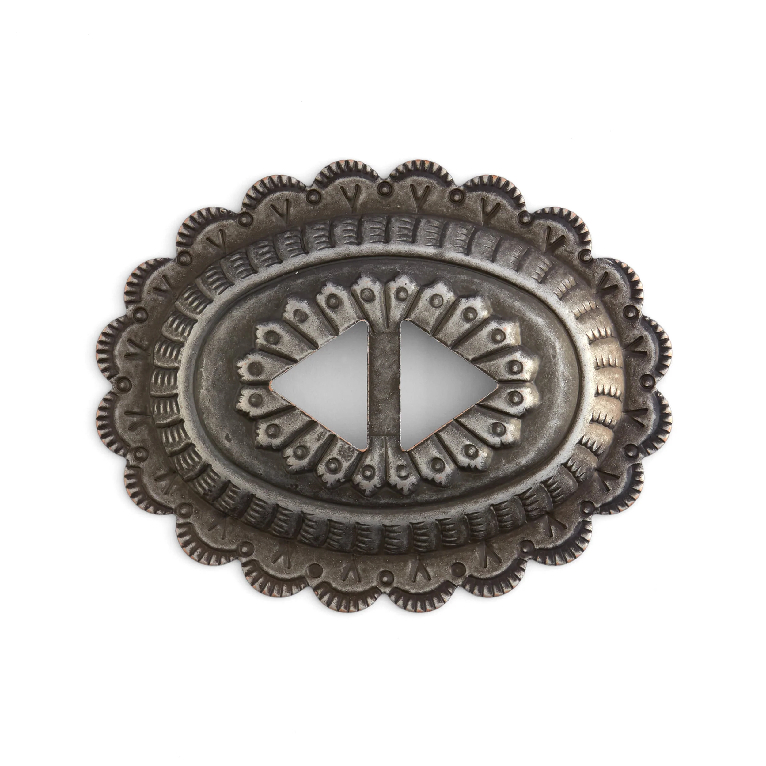 Sonora Slotted Conchos Frosted Nickel Plate - 6 Pack - Image 2